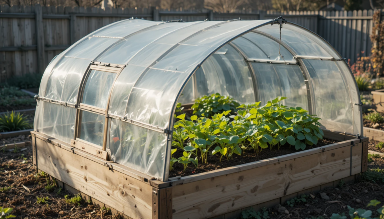 potager en carré avec serre