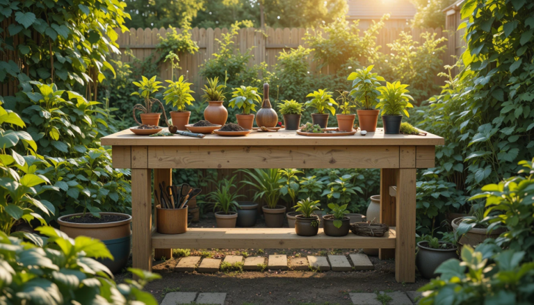 table de jardinage en bois