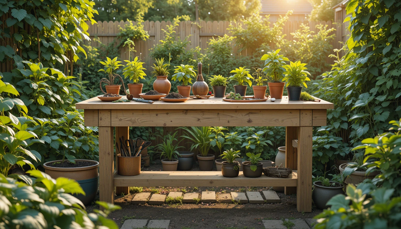 table de jardinage en bois